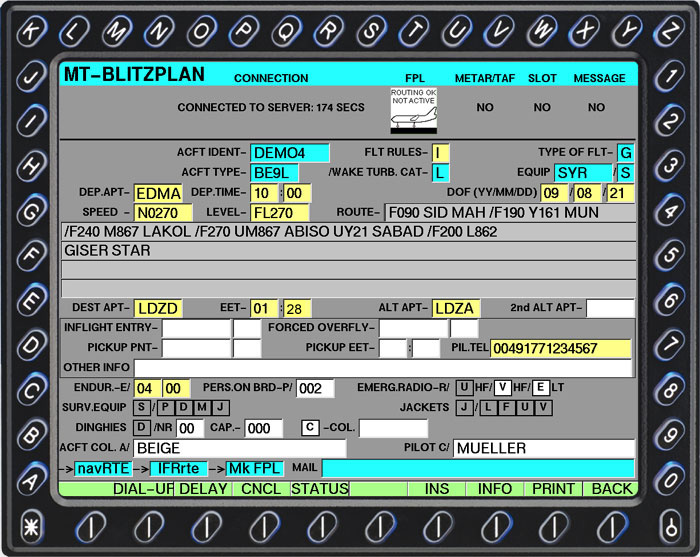 Simple Flightplan Submission on MT VisionAir Instant FlightPlan Activation